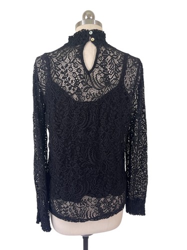 Cable & Gauge Y2K Blouse Womens XL Black Lace Long Sleeve Whimisgoth Witchy Boho - Picture 4 of 8