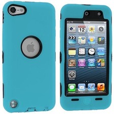 Hybrid Hard Silicone Case for iPod Touch 5th Gen - Black/Baby Blue