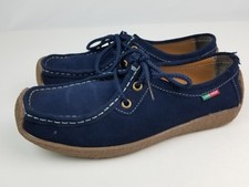 Women's Sanearde Casual Sneakers moc toe blue leather Size 38 / 7.5 preowned