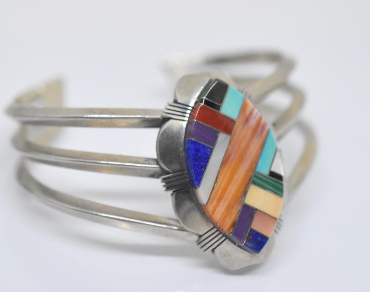 Native American Signed Multi Semi-Precious Mosaic… - image 3