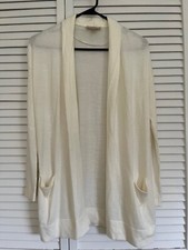 LOFT Beige Long Sleeve Open Front Pocket Cardigan Sweater Size XXSP