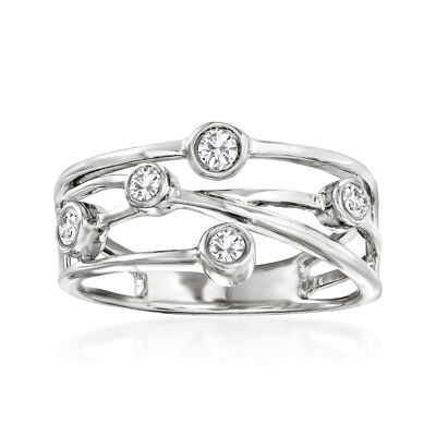 Ross-Simons 0.25 ct. t.w. Diamond Crisscross Ring in Sterling Silver