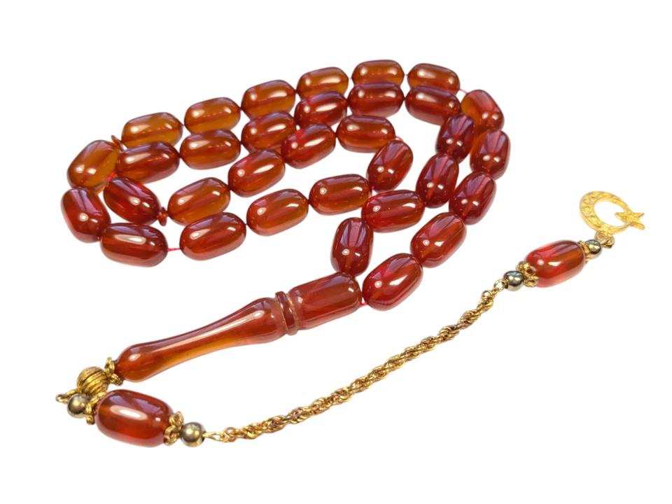 Vergoldete 925 Silber Quaste verziert Türkische Gebetsperlen, SIKMA Tesbih 977 - Bild 4 von 4