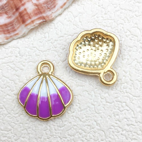 10X Purple Ocean Scallop Shell Conch Starfish Charms Pendants for Jewelry Making - Picture 11 of 18