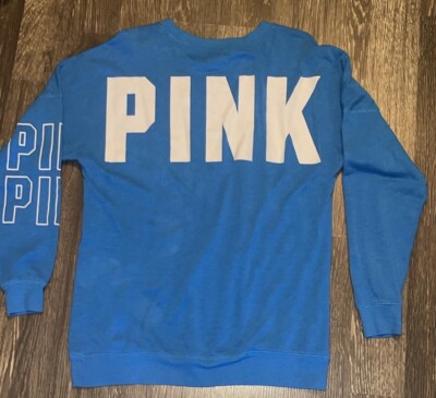 PINK Logo Blue LongSleeve Pullover Size: S