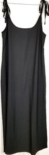 Lulu's Women Salt Water Breeze Black Tie-Strap Maxi Dress Size L Slit Side