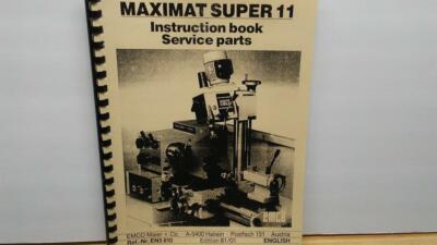 EMCO Maximat Super 11 Instructions & Parts Manual