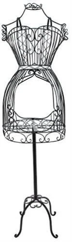 Black Metal Adjustable Wire Frame Dress Form Stand, Mannequin Garment Rack - Image 2 of 4