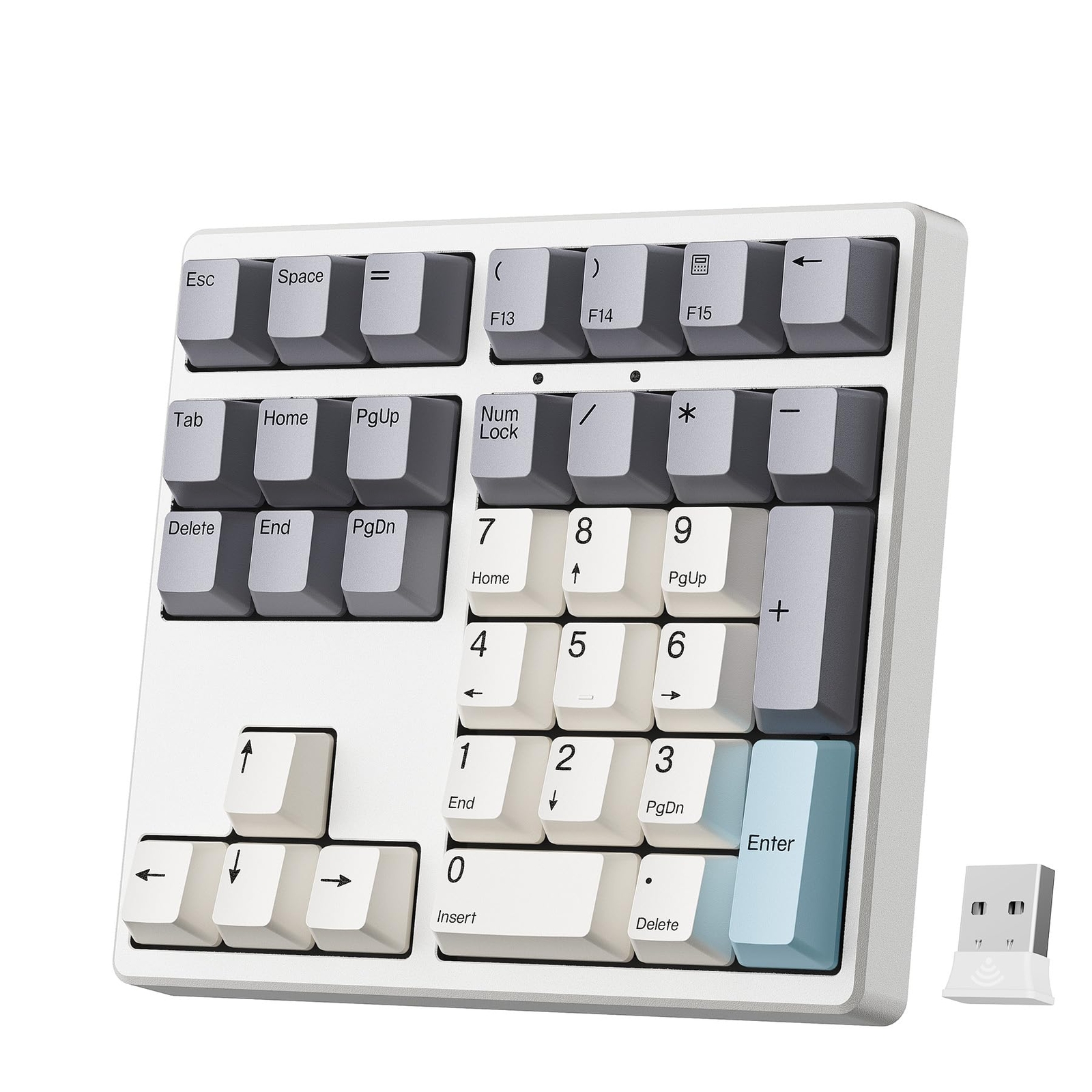 Wireless Number Pad, 34 Key 2.4GHz Rechargeable Mechanical Numpad,Gateron Red...