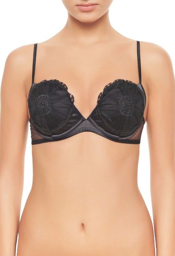 Soutien-gorge La Perla Talisman - Taille 32C, Dentelle Noir/marine, Demi Balconnet
