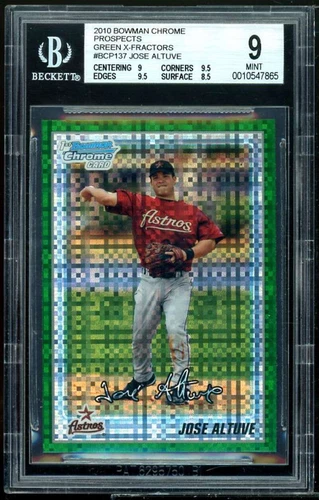 Jose Altuve Rookie 2010 Bowman Chrome Prospects Green X-Fractors #BCP137 BGS 9