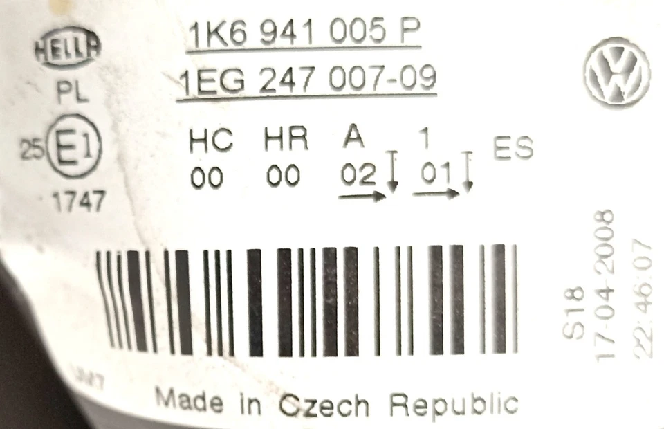 1x Faro halógeno original Volkswagen Jetta III Golf V - 1K6941005P izquierdo Foto 4 de 4