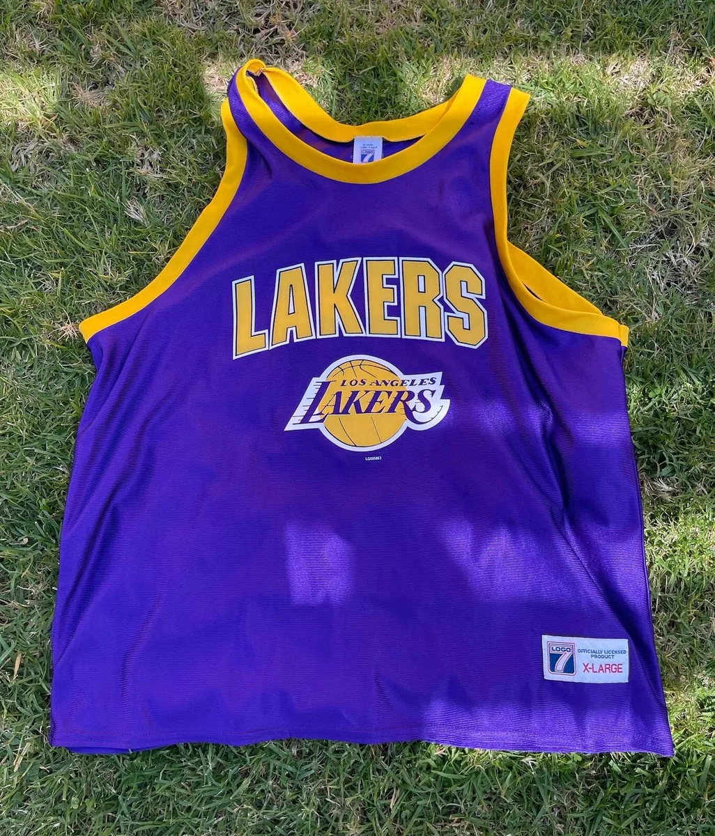 Vintage Los Angeles Lakers T-Shirt Logo 7 NBA Jersey Size M Basketball  Purple