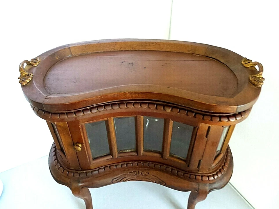 RARA MESA DE CURIOSIDADES ANTIGUA SALEMAN MUESTRA BANDEJA DE VIDRIO BISELADO CIRCA 1900 Foto 2 de 4