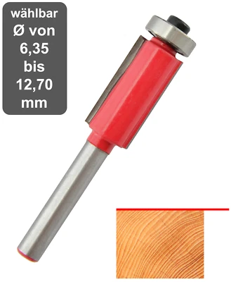 Bündigfräser HM (HW) für Holz und Kunststoff, mit Kugellager unten, Hartmetall