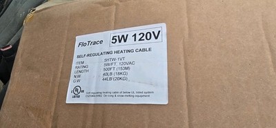 FloTrace Self-regulating Heating Retrace Cable 5w 120v 500ft