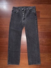 Vintage Levis 501XX Jeans Men's 33x32 Button Fly Faded Black Denim Straight Fit