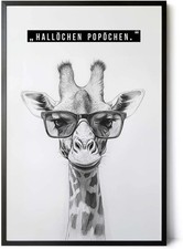 Montatura 30x45 cm nera - giraffa con occhiali - "Hallöchen Popöchen" 