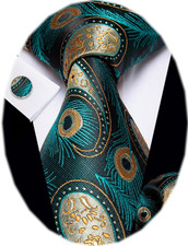 Paisley Tie Sets Floral Necktie Handkerchief Cufflinks Set Silk Woven Ties Busin