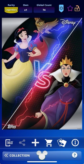 DIGITAL TOPPS DISNEY Snow White/The Evil Queen RIVALS 25 LEGENDARY SILVER Read