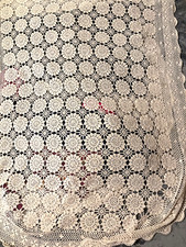 Vintage Hand Crocheted Bedspread Coverlet 76" X 56" Twin Child Bed Couch Chair