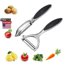 2 Stainless Steel Vegetable Fruit Peeler Set-Non-Slip Safe Handle Potato Peeler
