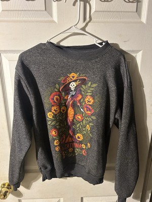 Gray Halloween La Catrina Sweatshirt Hasta Siempre Made In Egypt Soft Size XS
