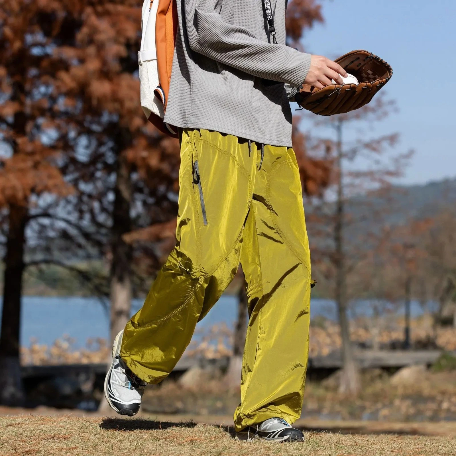 Men Women Nylon Waterproof Cargo Pants Quick Dry Loose Hiking Techwear Pants