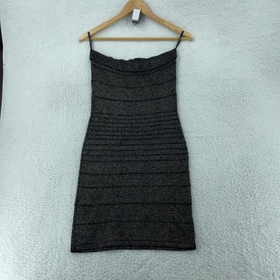 2b Bebe Strapless Bandage Mini Dress Womens Small Black Seamed Comfy Stretch