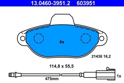 Ate 13.0460-3951.2 Bremsbelagsatz, Scheibenbremse Bremsbelagsatz, Scheibenbremse