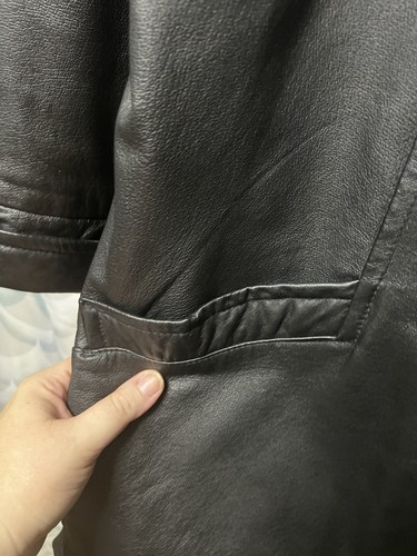Woman’s Black Leather Oversized Jacket Size Large - Picture 7 of 12