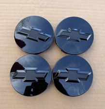 4 Gloss 83mm Black Center Caps For Silverado Suburban Tahoe Chevy 2014-24 3.25