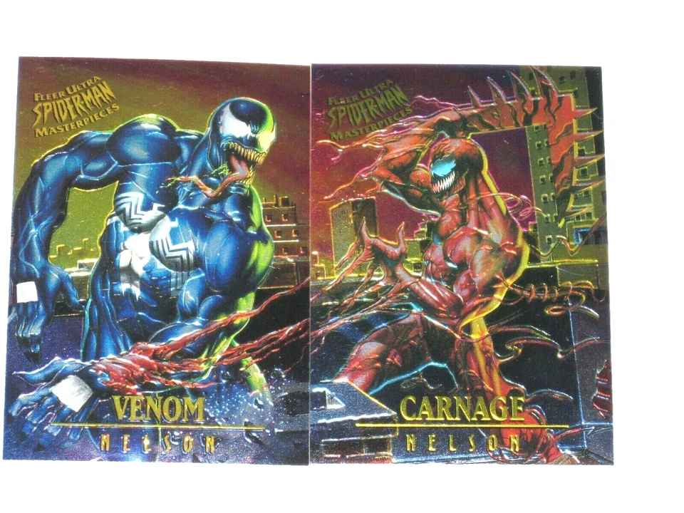 1995 Fleer ULTRA Spider-Man INSERT MASTERPIECES 9 Card Set VENOM CARNAGE MARVEL - Image 2 of 4