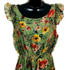 Le Raganne Maxi Dress Silk Blend Italy Lined Floral Forest Fairy Tiers Womens L