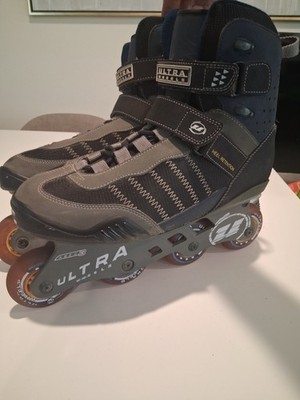 Vintage Ultra Wheels  Inline Skates Rollerblades Black Gray Mens Size 12 76mm