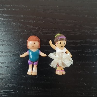 Zwei vintage Polly Pocket Bluebird Figuren Sportler Tänzerin Ballerina 90er