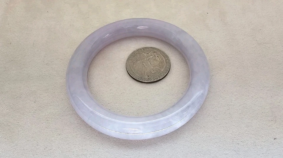 Certified  Natural Burma Grade A Jadeite Jade Bangle Lavender 53 mm Purple Pink - Image 4 of 4