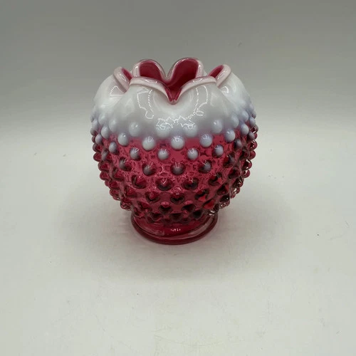 Fenton Cranberry Opalescent Hobnail Rose Bowl
