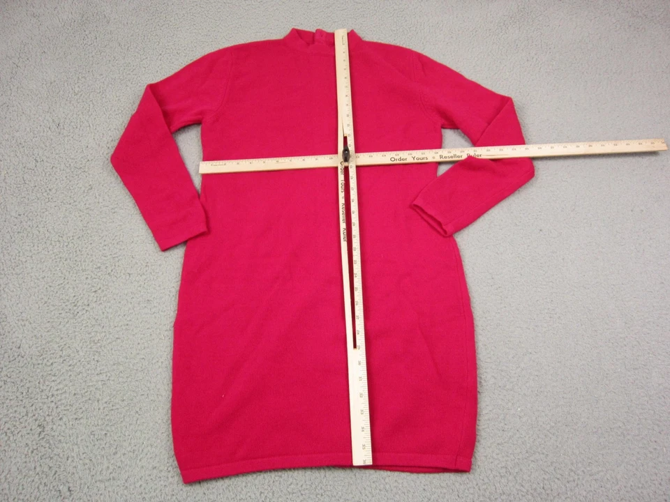 Vintage United Colors of Benetton Sweater Dress Medium Pink Knit Wool 80s - Image 2 of 4
