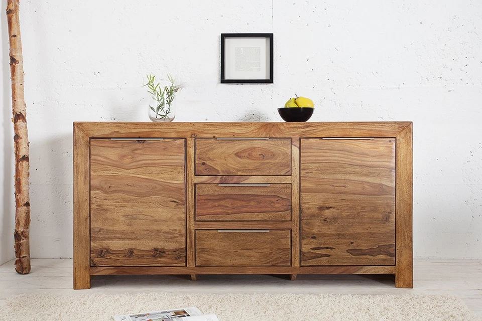 Massives Design Sideboard PURE Sheesham Holz 135cm Kommode Massivholz Schrank - Bild 2 von 4
