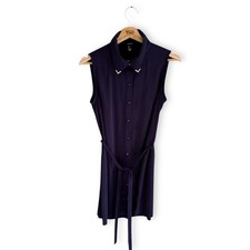 Ladies Purple Shirt Dress Size Small, 8-10 Belted Collared Sleeveless Summer