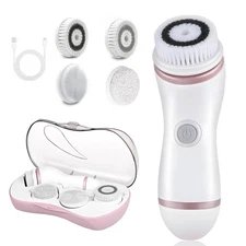 Best Facial Cleansing Brush 4 in 1 Electric Face Scrubber with Travel Case and