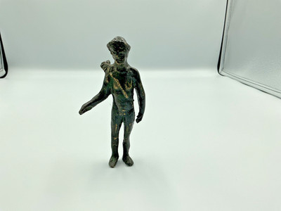 Italienische Miniatur Figur aus massivem Bronzeguss eines antiken Bogenschützen