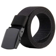 Ceinture en nylon Boucle automatique tactique de 110 à 170 cm Grande taille Noir