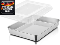 Backform Edelstahl Rechteckig 31X24Cm Tief Mit Deckel FüR Kuchen Lasagne Brownie