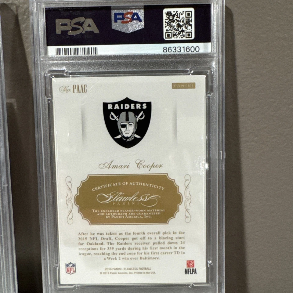 Panini Flawless 2016 - Parche automático Panini actualización impecable Amari Cooper #PAAC/5 Foto 2 de 2