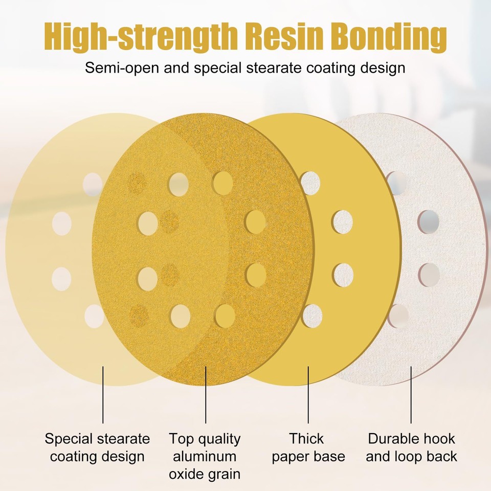 100 Pcs 5inch 8hole 80 Grit Dustless Hookandloop Sanding Disc Sander