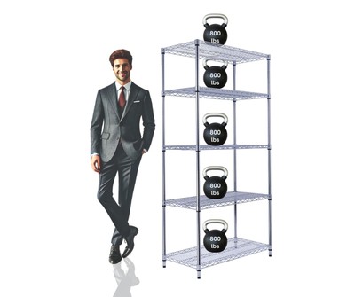 36''x18''x72'' Prime Heavy Duty Chrome 5-Tier Wire Shelving NSF 4000 LBS Capacity