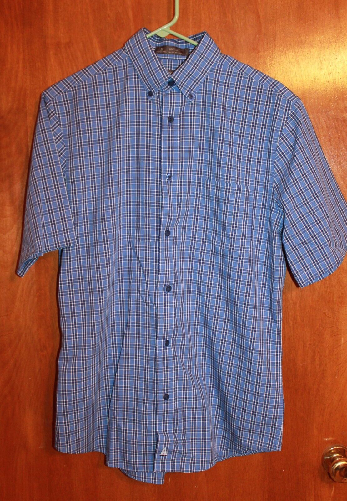 NORDSTROM Men's Small DRESS SHIRT (Blue plaid; short sleeves ...