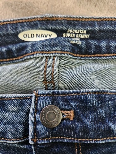 OLD NAVY Rockstar Super Skinny Button Fly Ankle Jeans Midrise Blue Size 16 - Picture 7 of 9